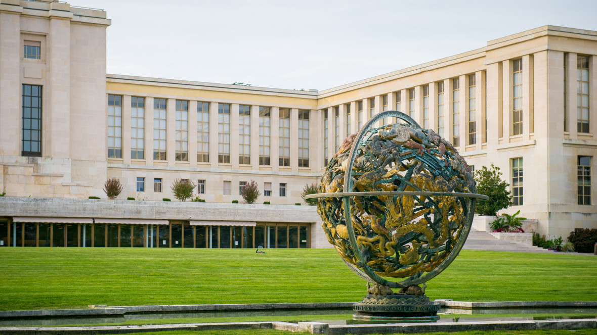 Das Gebäude der Vereinten Nationen in Genf